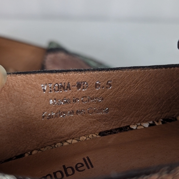 Jeffrey Campbell Viona Snakeskin Wood Heel Pointed Loafers - Picture 7 of 8